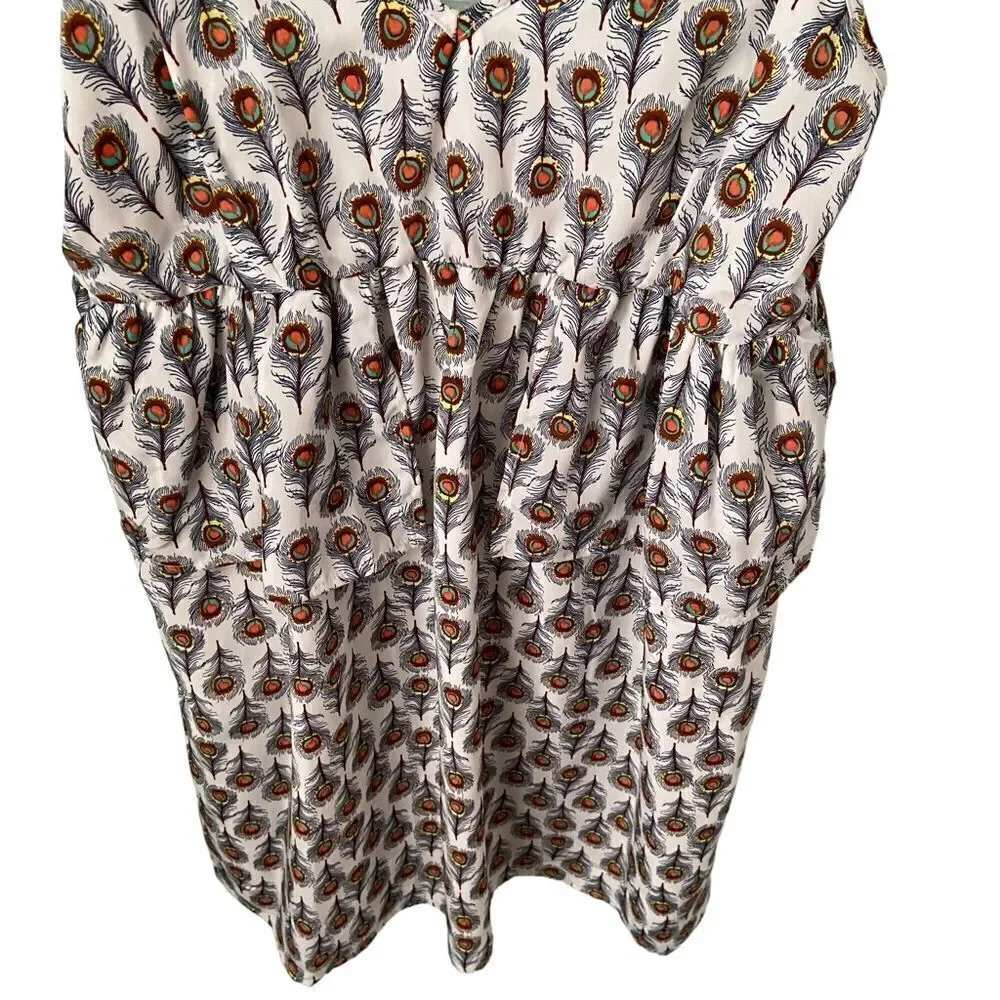 Anthropologie Oat + Fawn Tiered Peacock Mini Dress in Size Medium